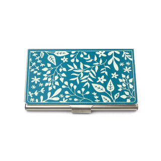 Floral Card Case Blue